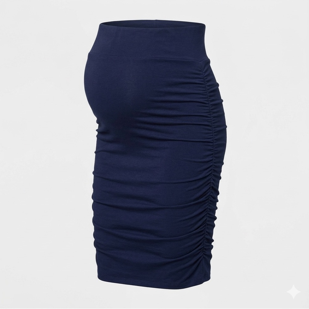 Isabel Jersey Knit Navy Blue Women's Maternity Skirt with Ruched Sides size XXL